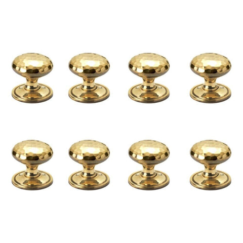 8 Small Solid Aged Brass Hammered Cupboard Door Knobs Cabinet Pull