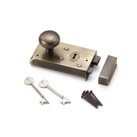 Antique Brass Narrow Rim Lock Antique Brass Cottage Door Knobs