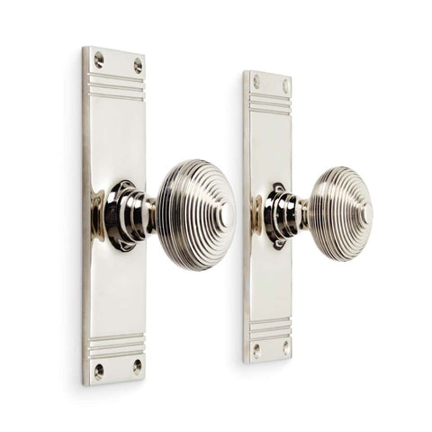Polished Nickel Beehive Door Knobs On Backplate