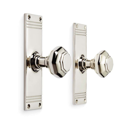 Polished Nickel Octagonal Door Knobs On Backplate