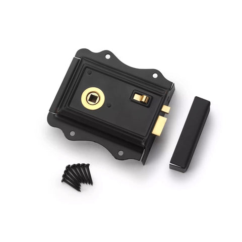 Old Victorian Style Solid Polished Brass Beehive Door Rim Lock Knob Set