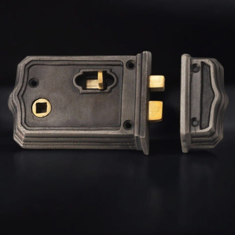 Small Cast Iron Pewter Gothic Rim Latch Lock Aged Solid Brass Beehive Door Knobs