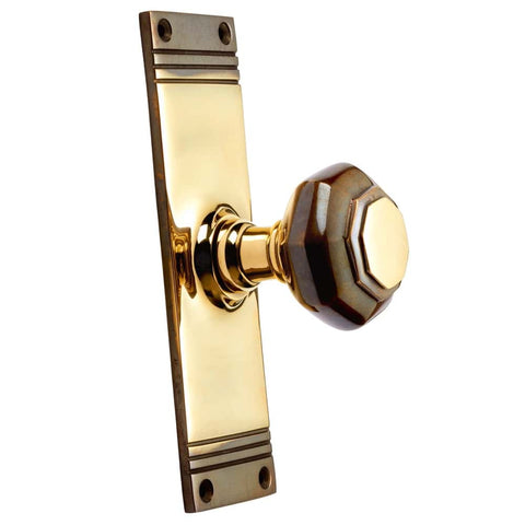 Aged Brass Octagonal Door Knobs On Backplate