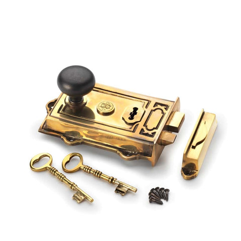 Aged Brass Davenport Rim Lock Pewter Cottage Door Knobs