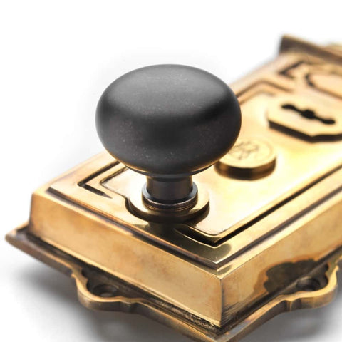 Aged Brass Davenport Rim Lock Pewter Cottage Door Knobs