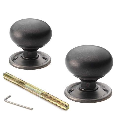 Aged Brass Davenport Rim Lock Pewter Cottage Door Knobs