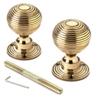 Aged Brass Hollow Beehive Door Knobs