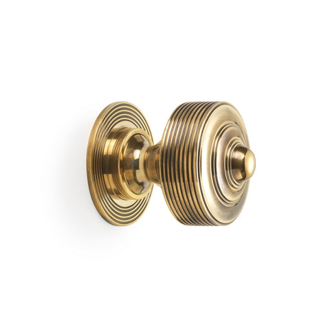 Aged Brass Reeded Centre Door Knob