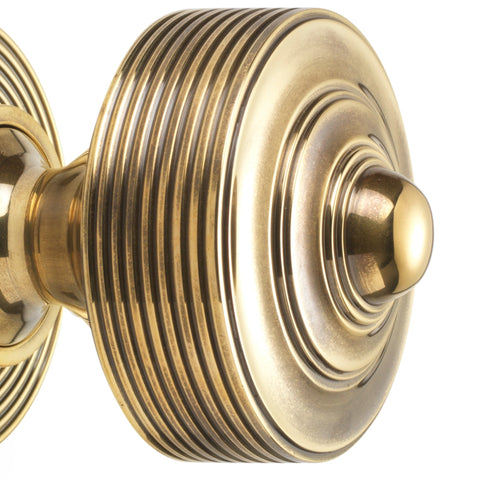 Aged Brass Reeded Centre Door Knob