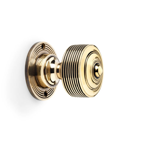 Aged Brass Reeded Door Knobs