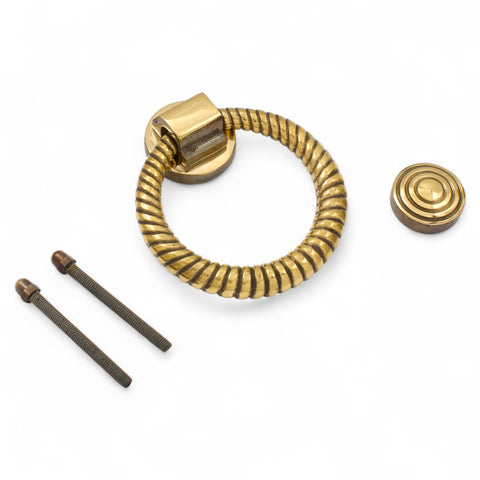 Aged Brass Reeded Ring Door Knocker