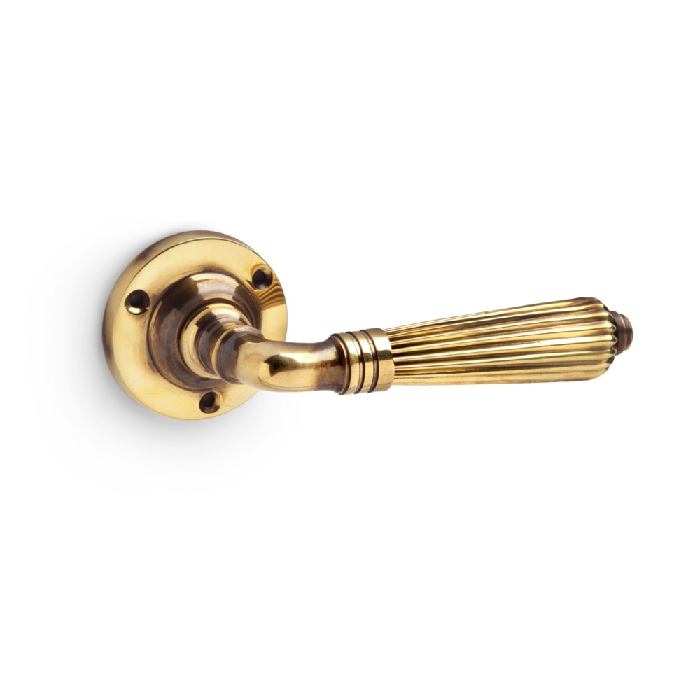 Aged Brass Regency Lever Door Handles Pair Made From Solid Brass