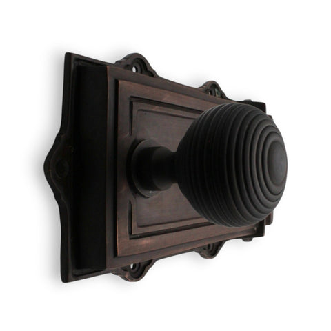 Aged Bronze Davenport Rim Lock Aged Bronze Hollow Beehive Door Knobs Knob Set