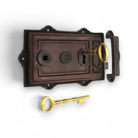 Aged Bronze Davenport Rim Lock Aged Bronze Hollow Beehive Door Knobs Knob Set