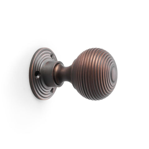 Aged Bronze Davenport Rim Lock Aged Bronze Hollow Beehive Door Knobs Knob Set