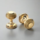 Aged Solid Brass Beehive Mortice Door Knobs Pair 55mm