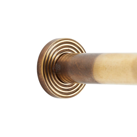 Aged Solid Brass Cylinder Projected Plain Door Stop on Reeded Backplate