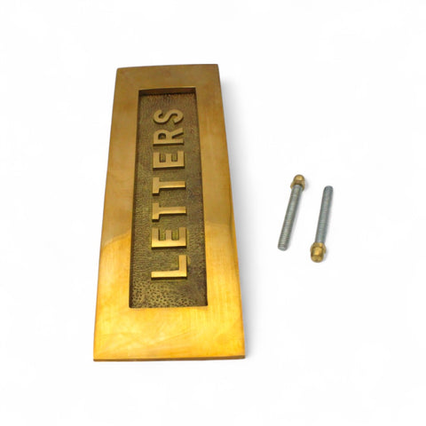 Aged Solid Brass Letters Letter Box Plate 250 x 76mm