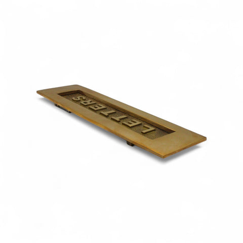 Aged Solid Brass Letters Letter Box Plate 250 x 76mm