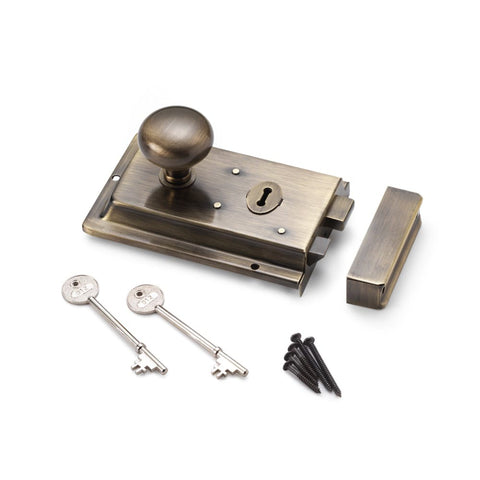 Antique Brass Flanged Rim Lock Antique Brass Cottage Door Knobs