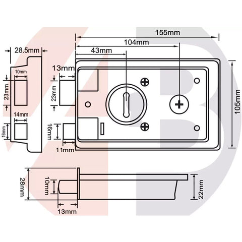 Antique Brass Flanged Rim Lock Ebonised Antique Brass Beehive Door Knobs