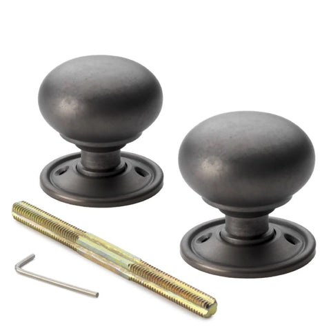 Antique Brass Flanged Rim Lock Matt Antique Cottage Door Knobs