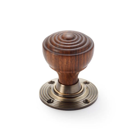 Antique Brass Flanged Rim Lock Rosewood Antique Brass Ringed Door Knobs