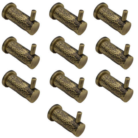 Antique Brass Hammered Coat Hook - Pack Of 10