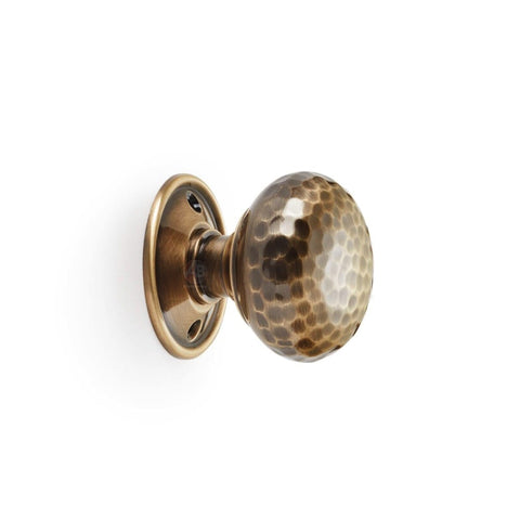 Antique Brass Hammered Cottage Door Knobs