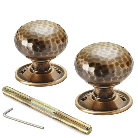 Antique Brass Hammered Cottage Door Knobs