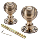 Antique Brass Hollow Beehive Door Knobs