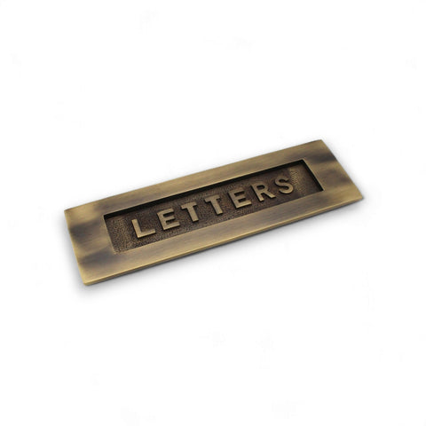 Antique Brass Letters Letter Box Plate 250 x 76mm