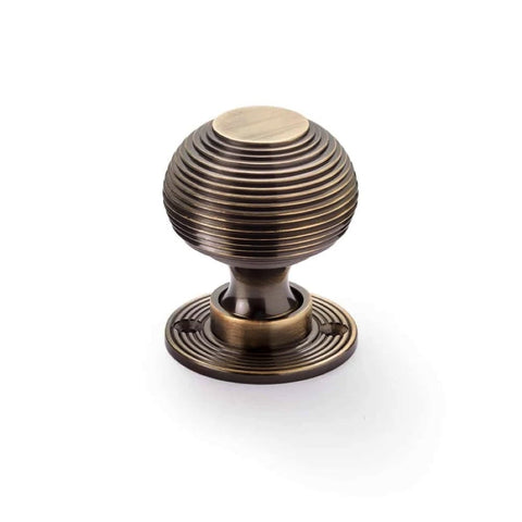 Antique Brass Narrow Rim Lock Heavy Antique Brass Beehive Door Knobs