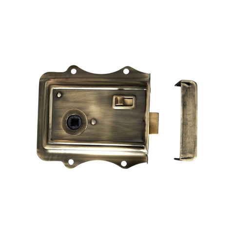 Antique Brass Olde Victorian Style Rim Bathroom Bedroom Lock Snib Cottage Aged