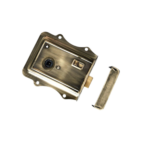 Antique Brass Olde Victorian Style Rim Bathroom Bedroom Lock Snib Cottage Aged