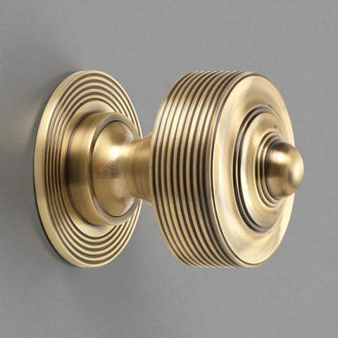 Antique Brass Reeded Centre Door Knob
