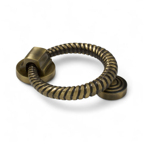 Antique Brass Reeded Ring Door Knocker