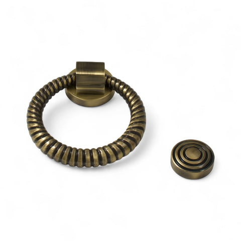 Antique Brass Reeded Ring Door Knocker