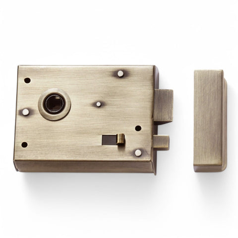 Antique Brass Rim Latch Lock Snib Aged Brass Beehive Door Knobs Knob Set