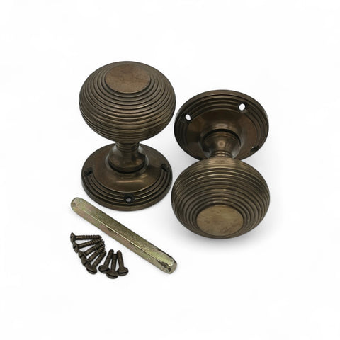 Antique Solid Brass 55mm Mortice Unsprung Internal Door Knobs Knob Pair Set