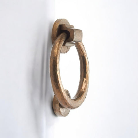 Antique Solid Brass Hammered Ring Front Door Knocker