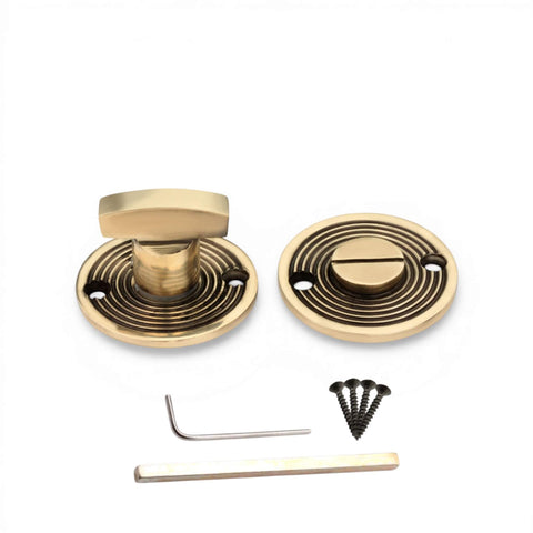 Aged Brass Beehive Thumb Turn Set with Spindle, Allen Key and Fixing Screws