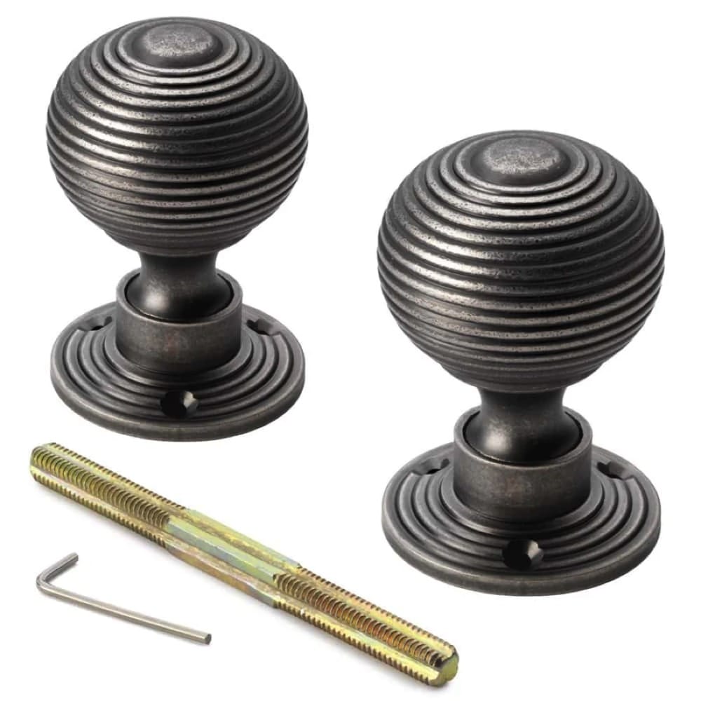 Black Antique Olde Victorian Rim Lock Hollow Pewter Beehive Door Knobs ...