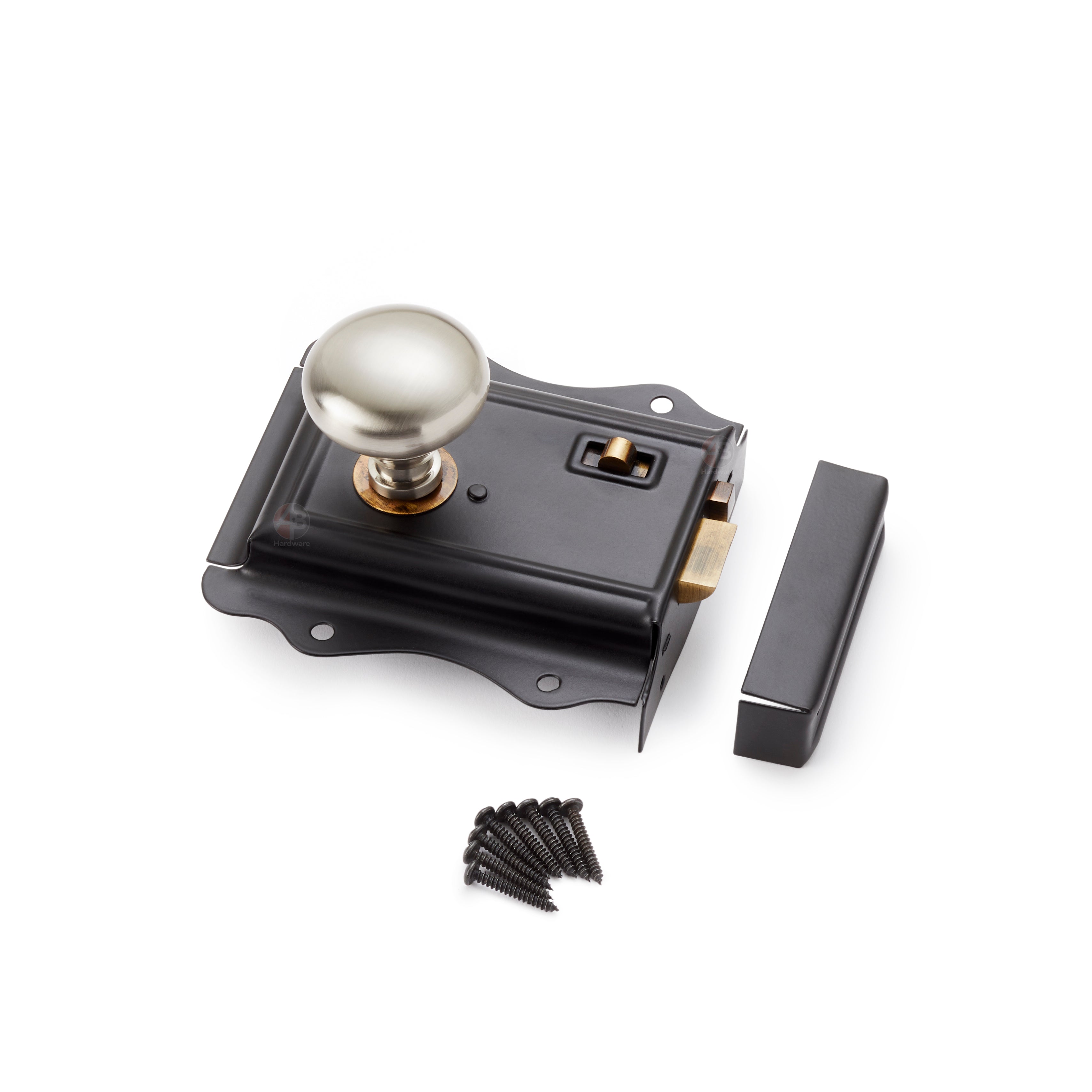 Black Victorian Rim Lock with Satin Nickel Cottage Door Knobs – ABHardware