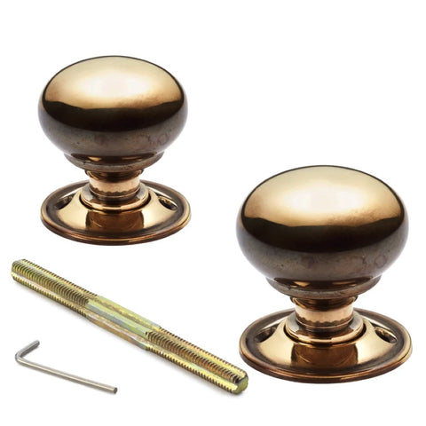 Black Brass Flanged Rim Lock 40mm Aged Brass Cottage Door Knobs