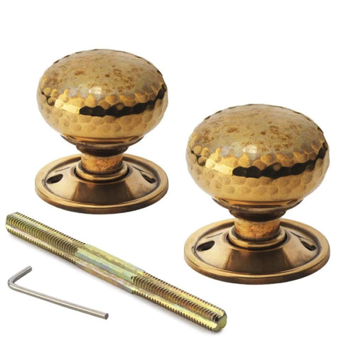 Black Brass Flanged Rim Lock Aged Brass Hammered Cottage Door Knobs