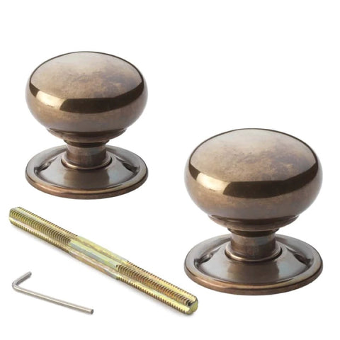 Black Brass Olde Victorian Rim Lock Antique Cottage Door Knobs