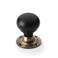 Thumbnail for Black Brass Olde Victorian Rim Lock Ebonised Antique Brass Bun Door Knobs