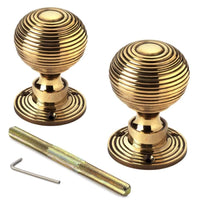 Thumbnail for Black Brass Olde Victorian Rim Lock Hollow Aged Brass Beehive Door Knobs