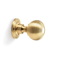 Thumbnail for Black Brass Olde Victorian Rim Lock Hollow Satin Brass Beehive Door Knobs